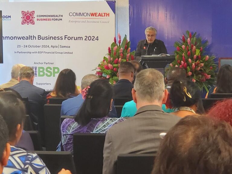 Deputy Prime Minister Ishaq Dar Advocates for Workforce Development and Economic Modernization at Commonwealth Business Forum in Samoa